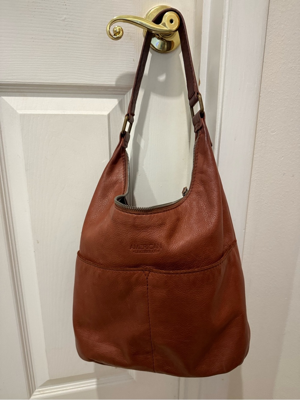American Leather Co Chestnut Brown Leather Hobo Shoulder Bag